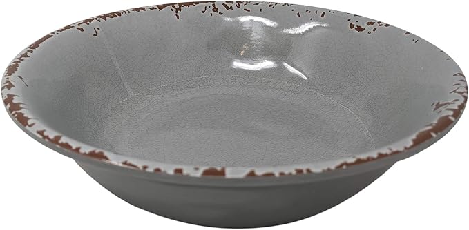 Gianna's Home 12 Piece Rustic Farmhouse Melamine Dinnerware Set, Service for 4 (Gray)