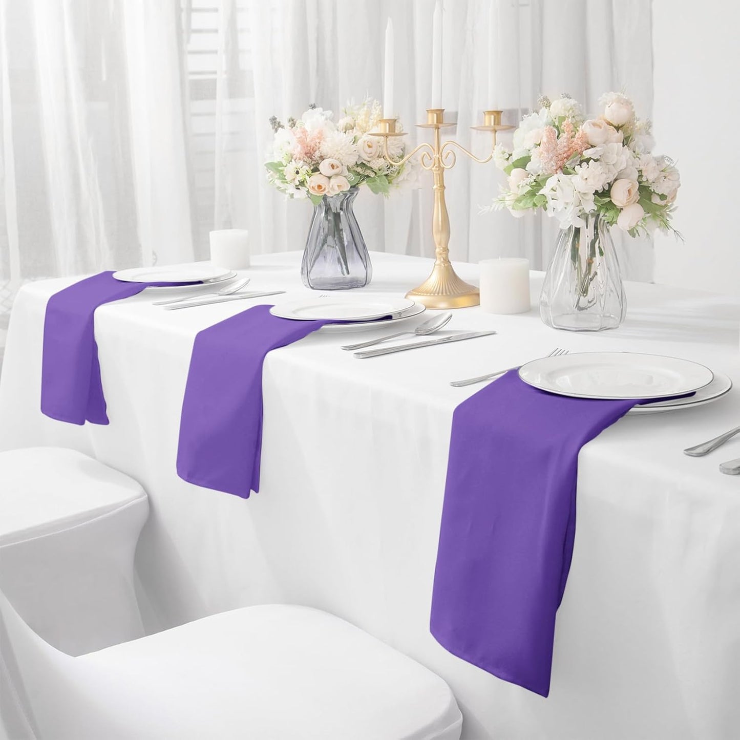 Bailarina Cloth Napkins Set of 80,17x17 inches Dinner Napkins Cloth Washable,Polyester Square Table Cloth Napkin Bulk with Hemmed Edges Ideal for Banquets, Parties and Weddings-Purple
