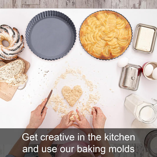 Metal Tart Pan,Tart Pans with Removable Bottoms,Tart Pans for Baking (10 Inch)