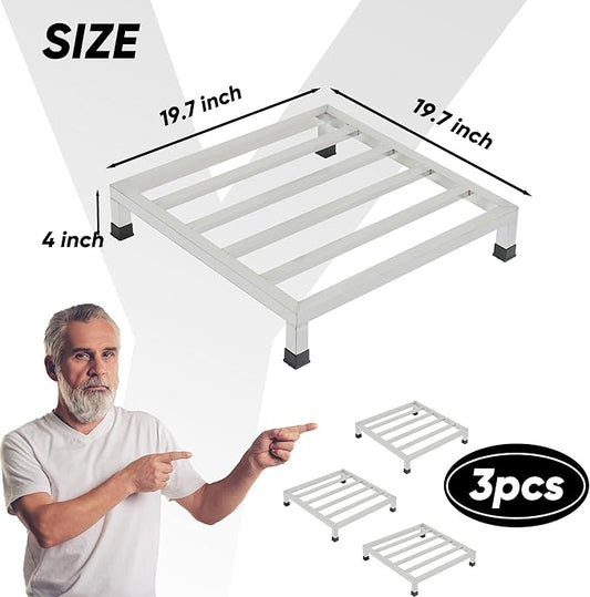3 Packs Dunnage Rack 19.7x19.7x4 inch Stainless Steel Dunnage Racks Commercial Food Service Storage Rack for Restaurants Kitchen Warehouse Supermarket