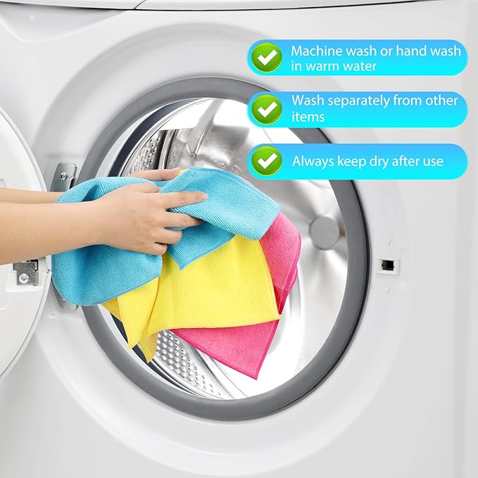 15pcs Microfiber Cleaning Cloth Lint Free, Absorbent, Streak Free, Non-Abrasive, Reusable and Washable,Cleaning Towels with 5 Color Assorted,11.5"X11.5"(Green/Blue/Yellow/Pink/Grey)