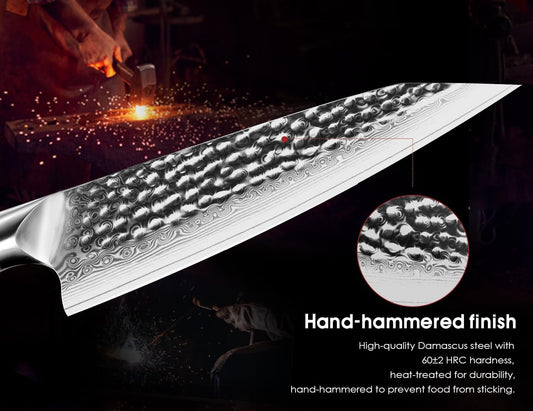 BRODARK Paring Knife, Damascus Utility Knife 5 inch, Japanese VG10 Steel Core Ultra Sharp Peeling Knife with Ebony Handle, Hand Made with Gift Box, Holiday Gifts