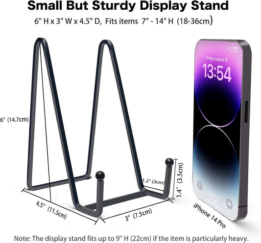 3 Packs 6 Inch Plate Stands for Display,Table Top Picture Stands,Small Black Metal Frame Holder for Plates, Photos, Books,Decor