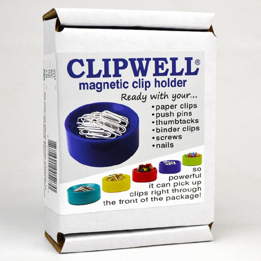 Blue Feather Products, Inc. Clipwell Magnetic Paper Clip Holder - Easy Toss & Pick-Up - Holds Various Metal Parts - Powerful Sweep-Up Magnet - Ideal Locker Accessory & Home & Office Organizer - White