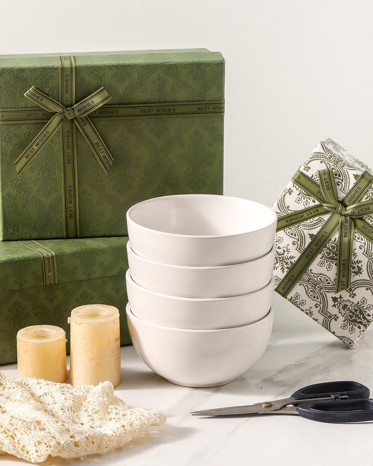 Cereal Bowls Set of 4, 24 oz Bowls for Kitchen, Ceramic Bowls for Salad, Fruit, Breakfast, Dessert, Stoneware Soup Bowls, Dishwasher & Microwave Safe, Matte White