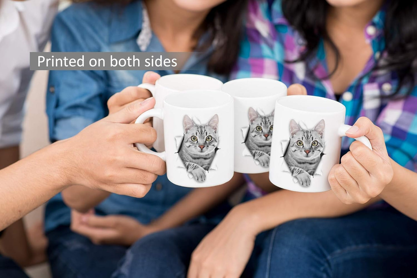 Winston & Bear Cute Grey Kitty Cat Mug - Funny Gray Tabby Ceramic Coffee Mug Gift for Dog Lovers Mom and Dad - Perfect Birthday or Christmas, Father's or Mother's Day Gift (11oz)