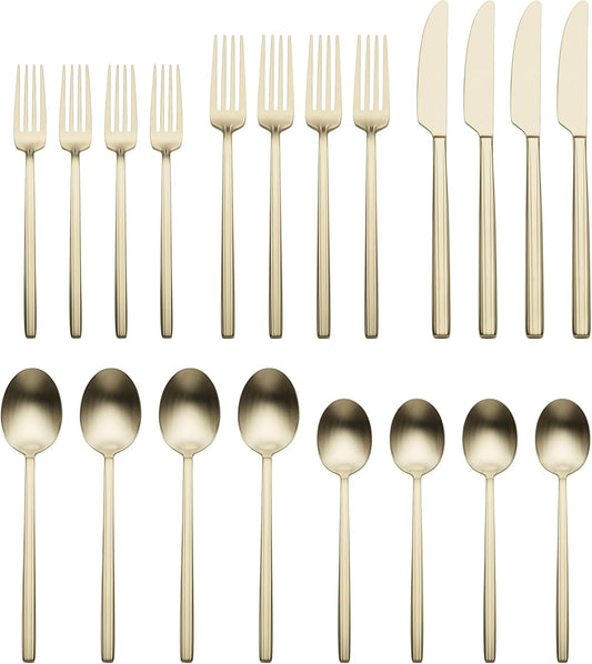 Oneida 896762 Dean Satin Champagne 20 Piece Flatware Set