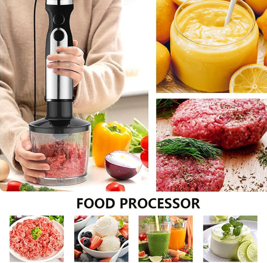 Immersion Hand Blender,Electric Blender, 5 in 1 SS Immersion Blender, 1200W Powerful Hand Stick Mixer Blender with Turbo Mode,with Variable Speed & Chopper, Whisk and Frother, 15.55