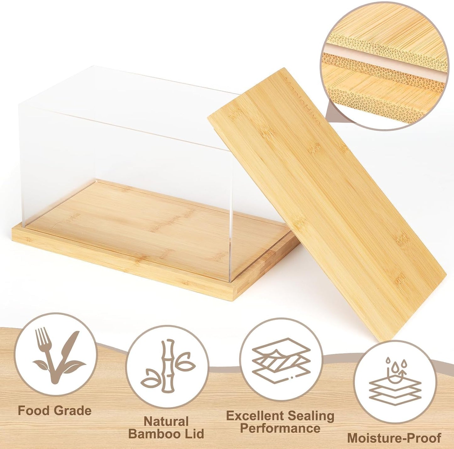 Large Bamboo Lid Food Storage Containers,155oz/4.6L,Pantry Organizers for Cereal, Rice, Flour,Fruit,Onion and Pet Snacks
