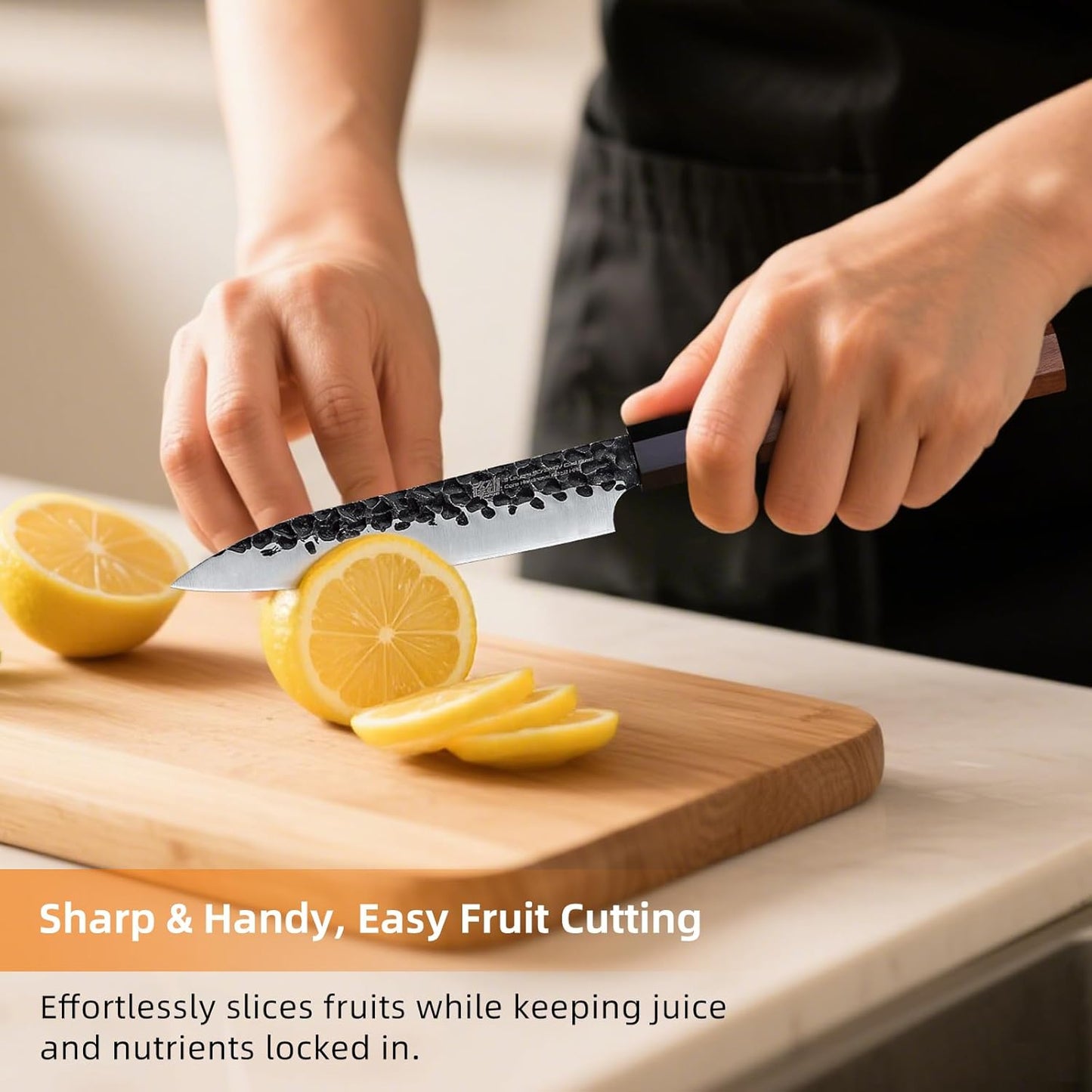 FINDKING Dynasty Series Kitchen Utility Knife, Multi-Purpose Japanese Paring Knife, 9Cr18MoV High Carbon Steel Blade, African Rosewood Octagonal Handle, Small, for Fruits Vegetables, 5 Inches