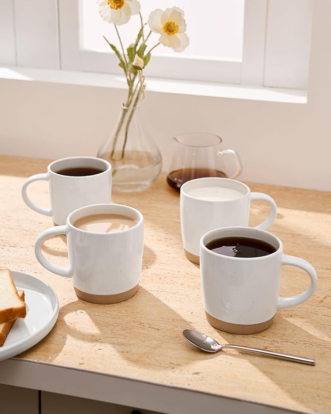 famiware Coffee Mugs for 4, 13 oz Mug Set, Dringking Cup with Handle for Coffee, Tea, Cocoa, Milk, Milkyway serise, Multi-color