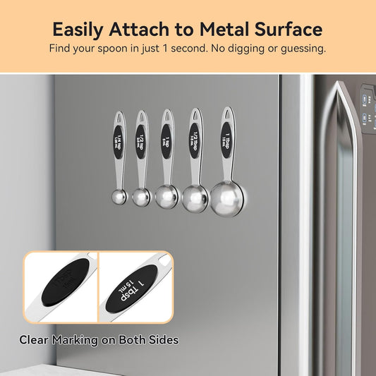 1PCS 1Tbsp(3tsp, 1/2oz, 15ml) Single Magnetic Measuring Spoon, Stainless Steel Individual Measure Scoop Only for Baking & Cooking, Metal Kitchen Gadgets Essentials