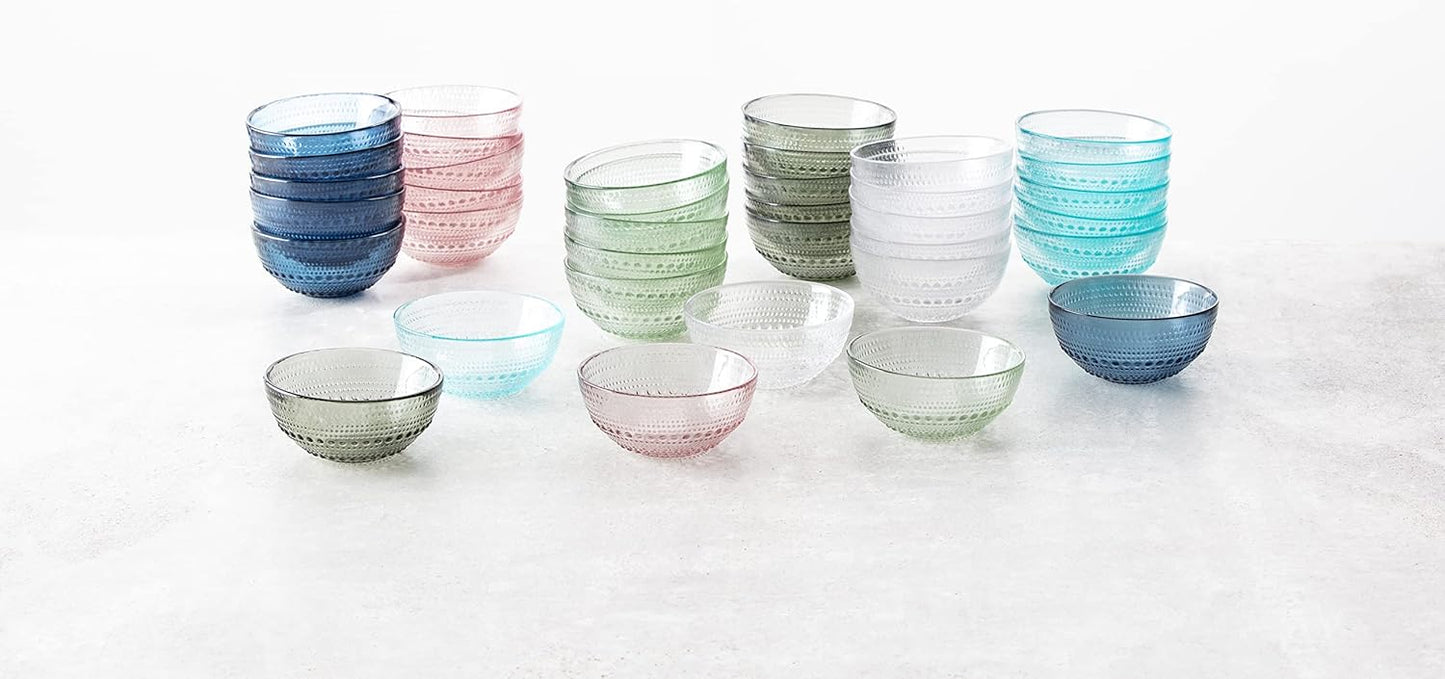 Fortessa Jupiter Vintage Glassware Collection 5 Inch Cereal Salad Dessert Snack All-Purpose Bowl 6 Pack, Sage Green, 14 Ounce (6 Pack)