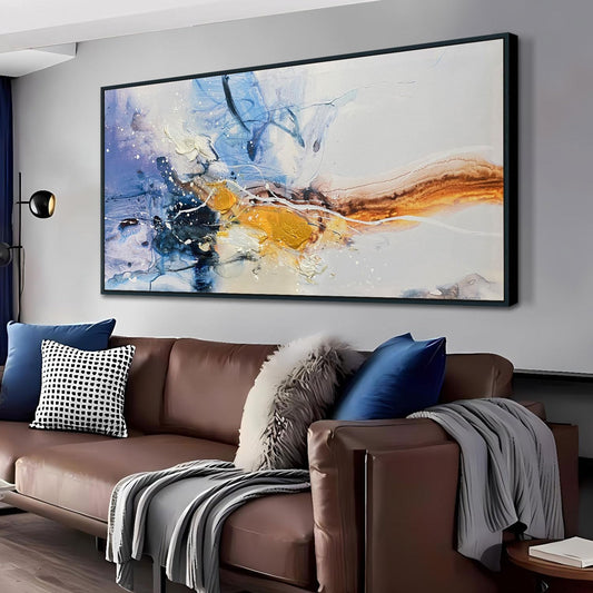 Ardemy Large Abstract Wall Art Canvas for Living Room Modern Framed Textured Painting Picture Wall Decor Bedroom Artwork Home Office Kitchen Dining Room Black Wood 40"x20"