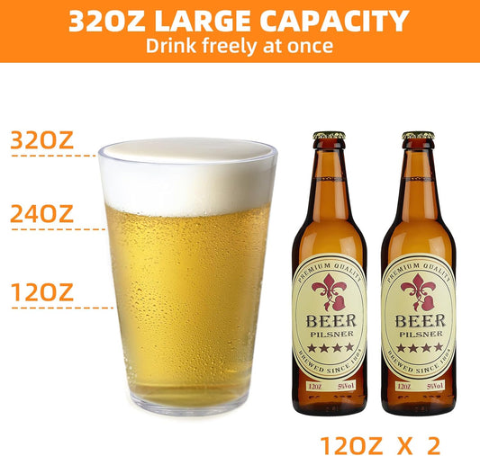 32 OZ Large Plastic Cups Reusable,Clear Unbreakable Iced Tea Tumblers, Set of 6 Stackable Drinking Cups for Poolside Party Home Travel BPA-free Top-rack Dishwasher Safe,Freezer Safe