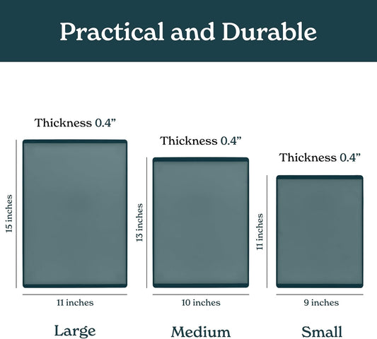 SMIRLY Plastic Cutting Board Set 3 Pieces, Non-Slip Dishwasher Safe Chopping Boards for Kitchen, Blue