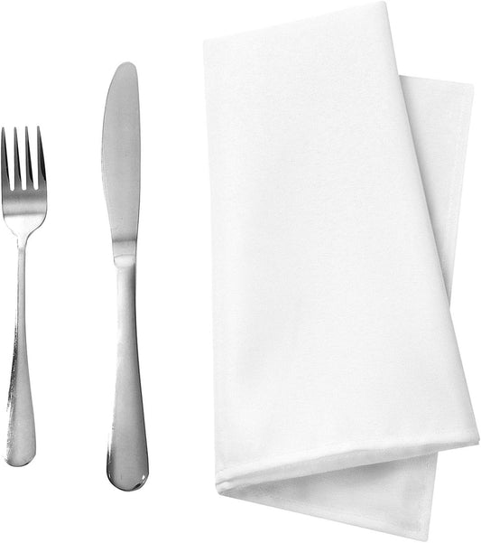 Bailarina Cloth Napkins Set of 120,17x17 inches Dinner Napkins Cloth Washable,Polyester Square Table Cloth Napkin Bulk with Hemmed Edges Ideal for Banquets, Parties and Weddings-White
