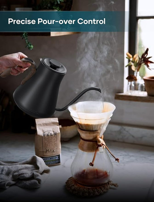 Electric Kettles, INTASTING Gooseneck Electric Kettle, ±1℉ Temperature Control, Stainless Steel Inner, Quick Heating, for Pour Over Coffee, Brew Tea, Boil Hot Water, 0.9L (Glossy Black)