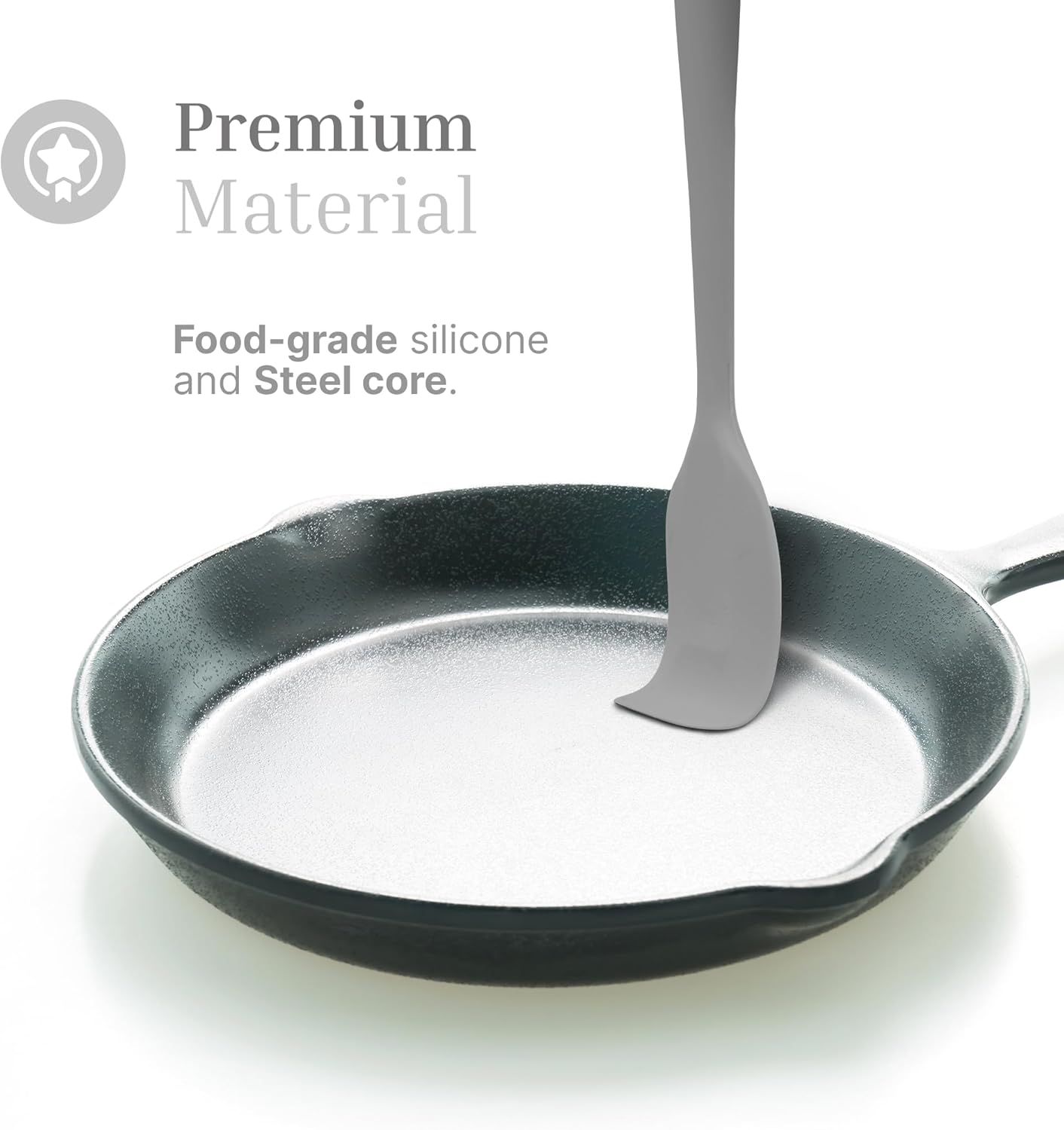 Silicone Spatula Set – 2-Piece Set of Rubber Spatulas for Non-Stick Cookware – Kitchen Tools and Accessories with Comfortable Handles, Heat-Resistant Utensils for Cooking and Baking – Grey