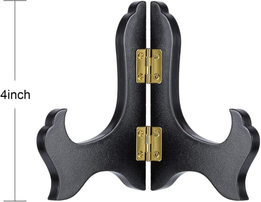 Wooden Display Stand,Black Wooden Plate Holder Easels,Oriental Furniture Wood Display Stand Home Decoration Plate Stand,Weddings Birthday Tables Pictures to Display,4 Inches,2 Packs.