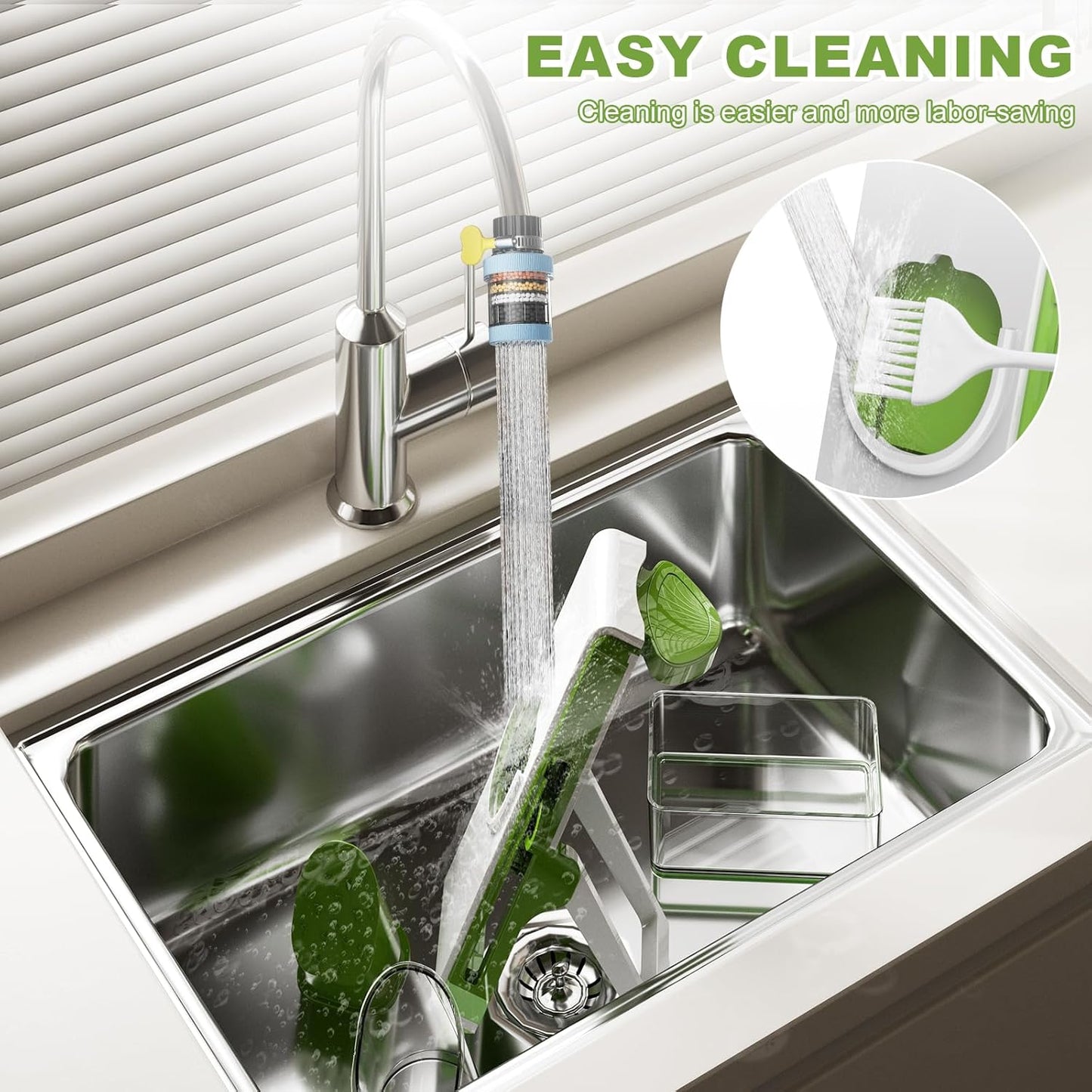 Mandoline Slicer for Kitchen-Cucumber Slicer & Chopper, Detachable and Easy to Clean Artifact (White Green)