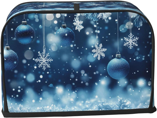 Toaster Cover 2 Slice Christmas Blue Snowflake Ball Kitchen Small Appliance Covers with Pockets Dust and Fingerprint Protection