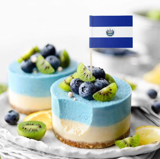100 Pcs Salvador Flag Salvadorans Toothpick Flags, Small Mini Stick Cupcake Toppers Salvadorans Flags Cocktail Picks