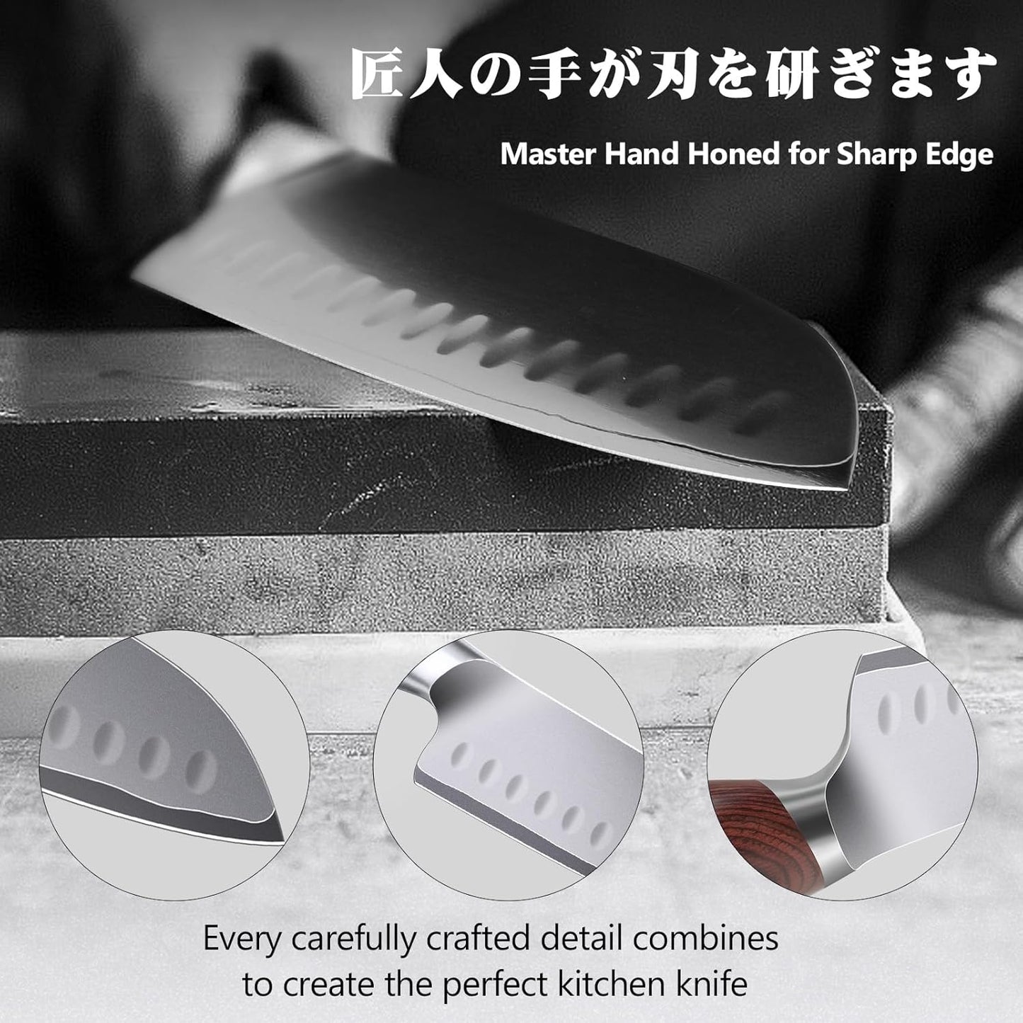 SHAN ZU 7 Inch Chef Knife, High Carbon Japanese 10Cr15Mov Stainless Steel Santoku Knife, Ultra Sharp Professional Kitchen Cooking Knife with Ergonomic Pakkawood Handle