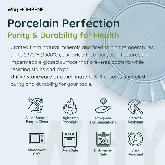 Ceramic Soup Serving Bowls for Kitchen, 6.4 Inch, Set of 4, Cereal Bowl Porcelain, Oven & Microwave Safe, Blue