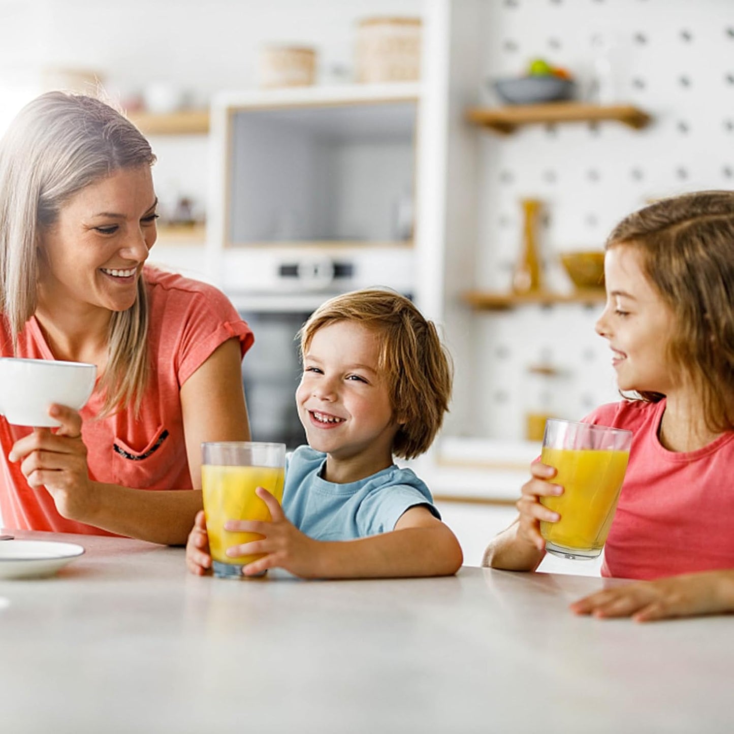 Topsky 12-ounce Plastic Water Tumblers | Set of 4 Transparent Unbreakable Drinking Glasses Clear Acrylic Reusable Juice Wine Cups for Home Picnic Party, Dishwasher Safe, Stackable