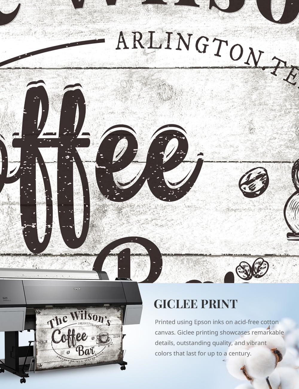 IPIC - Custom Coffee Bar Sign, Large Personalized Canvas Wall Art with Family Name, Vintage Coffee Station Wall Decor Gift for Home or Business, Made in USA