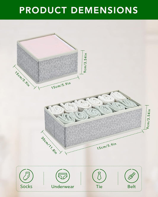 DIMJ Drawer Organizer Clothes Storage - 16 Pack Baby Dresser Organizer for Nursery, Foldable Drawer Dividers for Bedroom Closet Organization, Fabric Storage Bins for Socks, Underwears, Bras