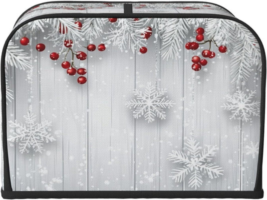 Toaster Cover 4 Slice Snowflake Winter White Berry Kitchen Small Appliance Covers with Pockets Dust and Fingerprint Protection