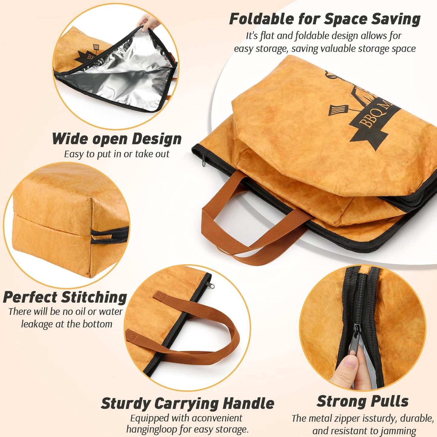 BBQ Blanket for Resting Meat Compatible with Traeger Pellet Smoker Grill -Meat Insulated Resting Bag for Brisket/Pork Shoulder/Steak -BBQ Accessories Birthday for Men Him Dad(21 inch)