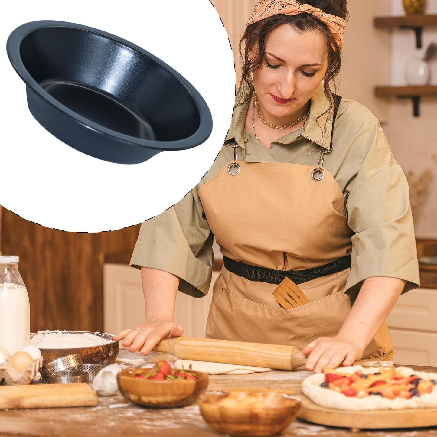 4 Pcs Mini Pie Pans, 5 Inch Round Small Pot Pie Plates, Nonstick Carbon Steel Bakeware Set for Baking Pies, Tarts