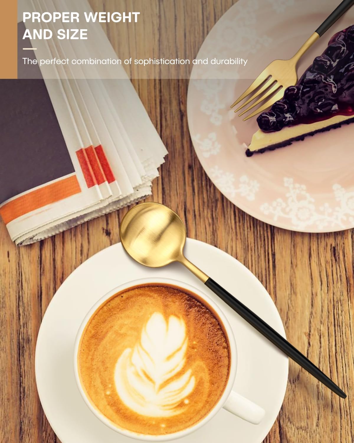 Black and Gold Silverware Set,Ollex 30-Piece Matte Silverware Set for 6 with Knives Forks Spoons Flatware Set Food-Grade Stainless Utensils Duty Modern Tableware Cutlery Set,Dishwasher Safe