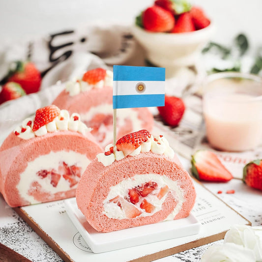 100PCS Argentina Flag Argentine Small Toothpick Flag Decor Mini Cupcake Toppers Cocktail Food Flags Cocktail Picks