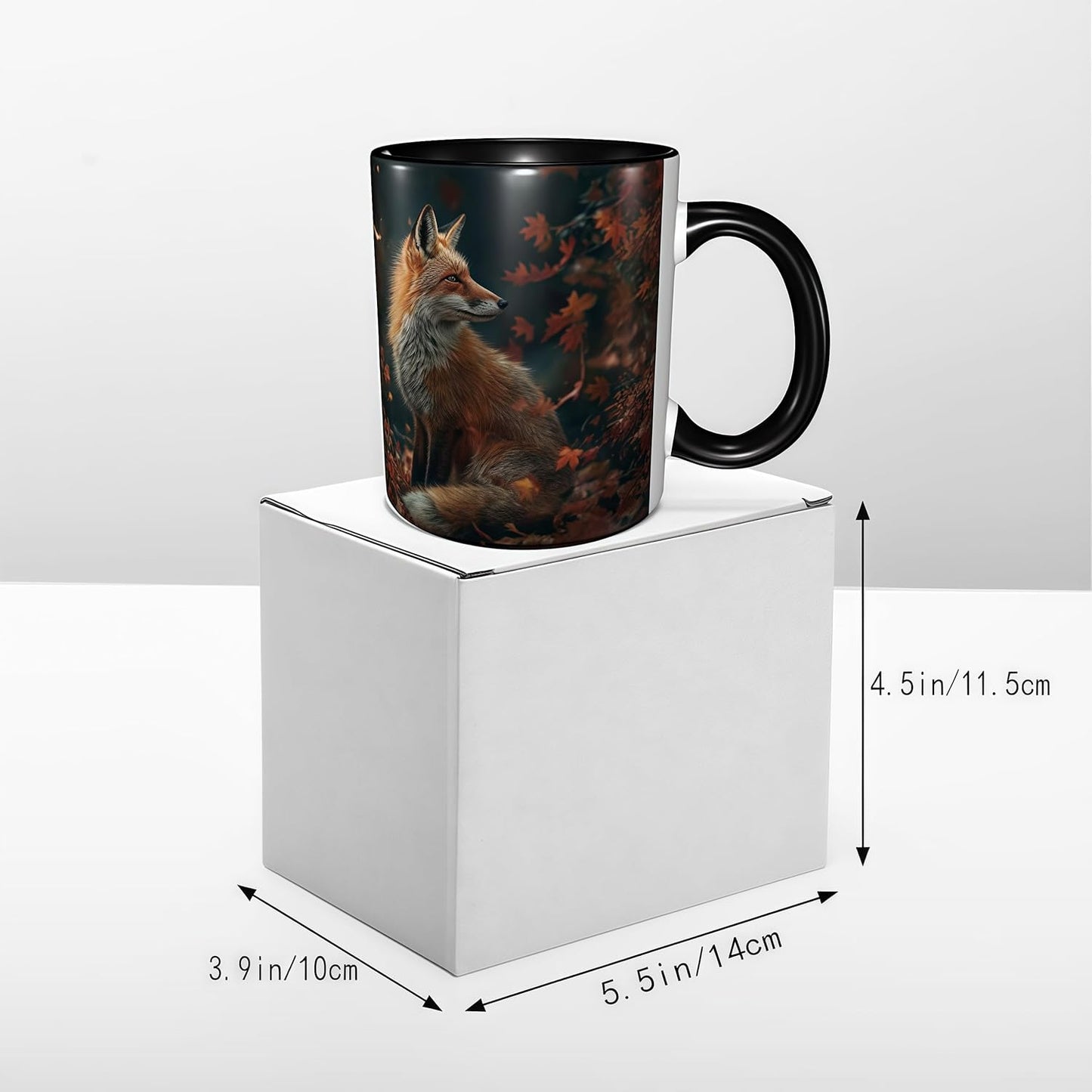 FyLybois Fox Print Coffee Mug Ceramic Coffee Cup with Handle Microwave Safe for Home or Office Gifts for Women and Men