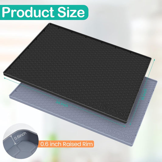Waterproof Under Sink Mat 34" x 19", Silicone Cabinet Liner, Rubber Protector for Kitchen and Bathroom, Keeps Cabinets Clean, Dry, and Organized (Black)