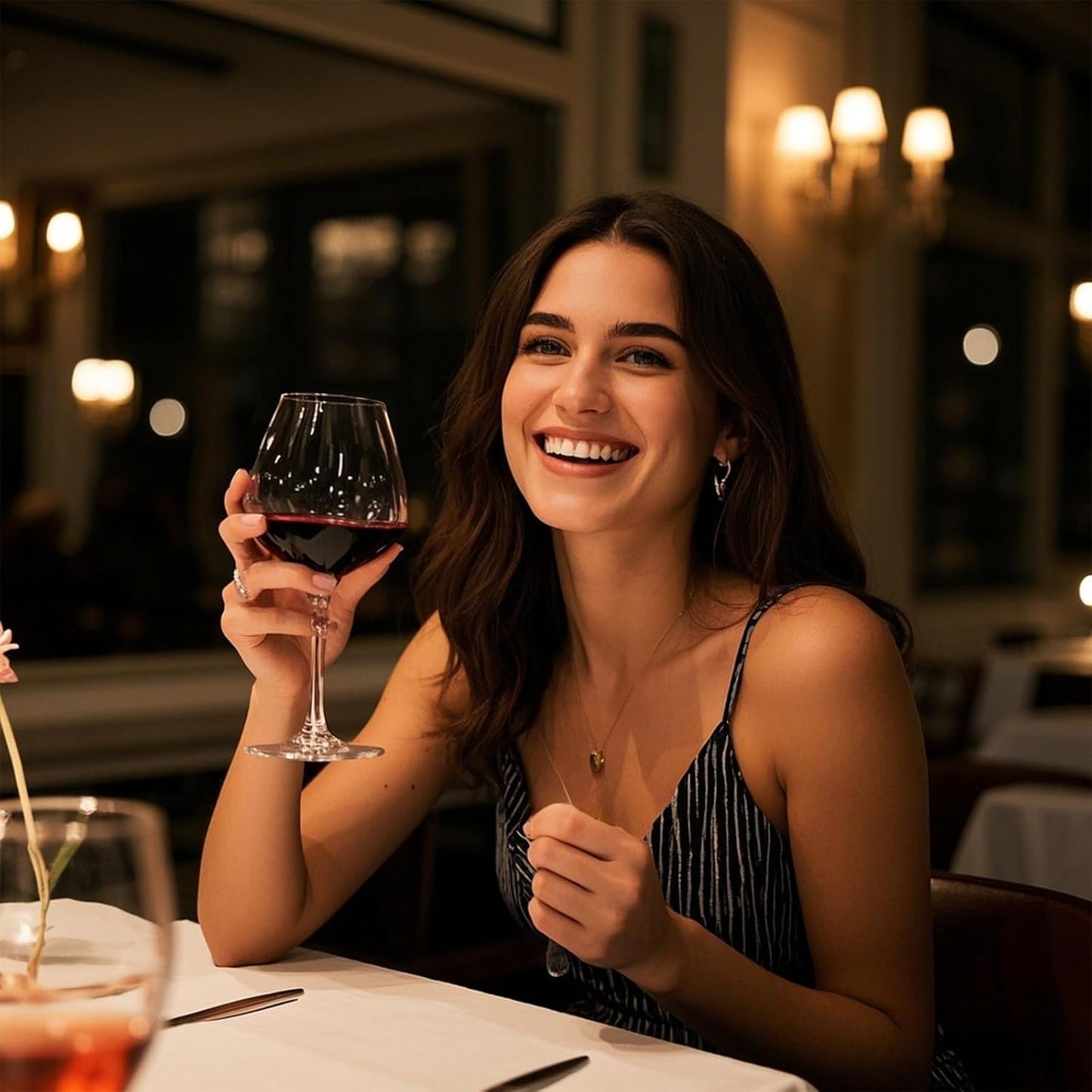 Burgundy Wine Glasses Set of 2-16oz Hand Blown White & Red Wine Glass, Clear Lead-Free Glassware for Women, Men, Wedding Gifts & Birthday