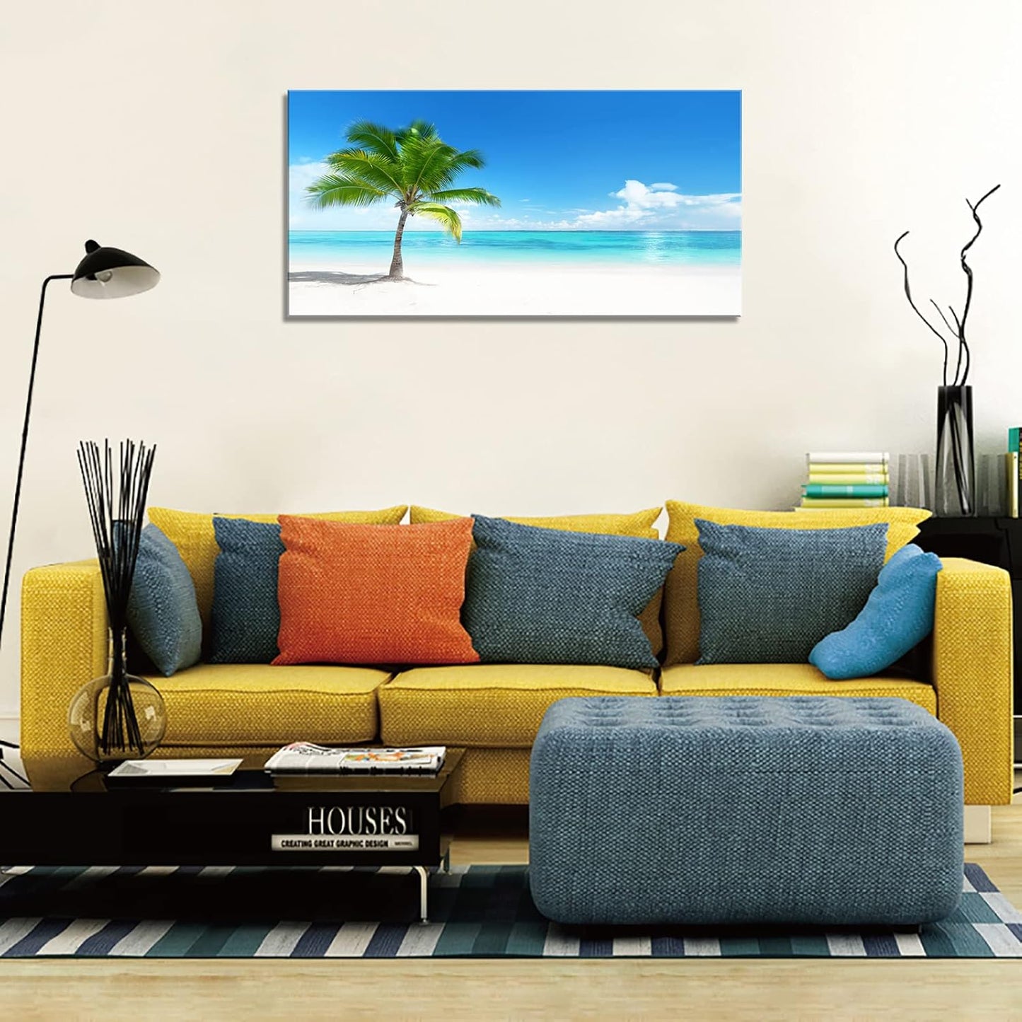 YYYYHPP YP0875 Beach Wall Art Palm On The Nature Picture Canvas Painting Beach Seascape Wall Art Prints For Bathroom Living Room Bedroom Kitchen Home and Office Wall Decor