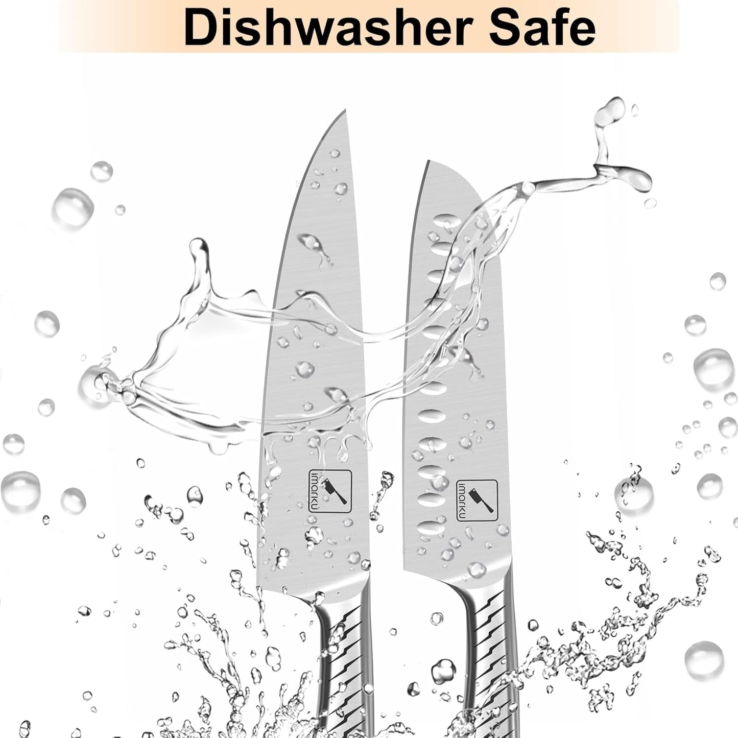 imarku® Knife Set,14-Piece Knife Sets for kitchen with block,Premium One-Piece Kitchen Knife Set with Sharpener,High Carbon Stainless Steel Knives Set for Kitchen,Silver,Dishwasher Safe