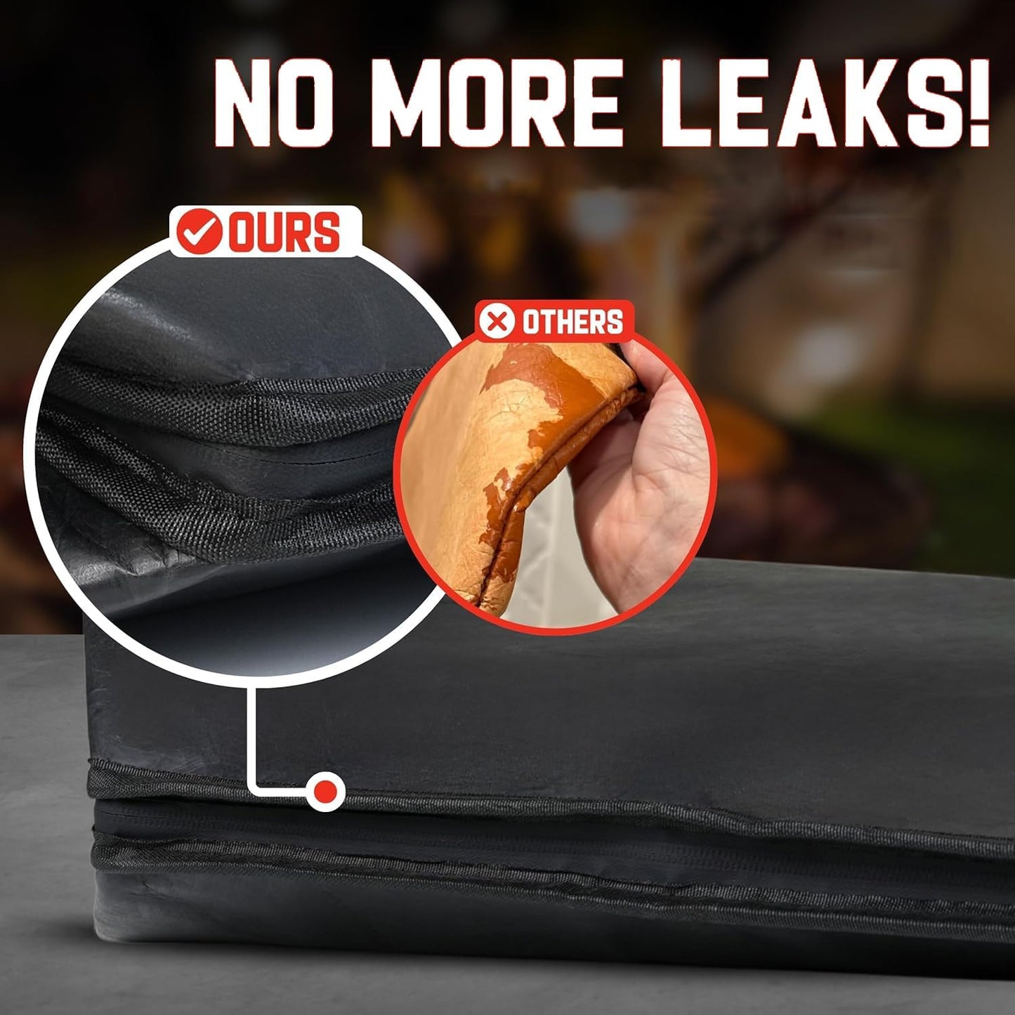 BBQ Blanket for Resting Brisket 21”×16”, Breathable Insulated Meat Wrap for Competition & Camping, Reusable Barbecue Pork Butt Holder, Portable Smoking Accessory, Updated Pro Tyvek Black