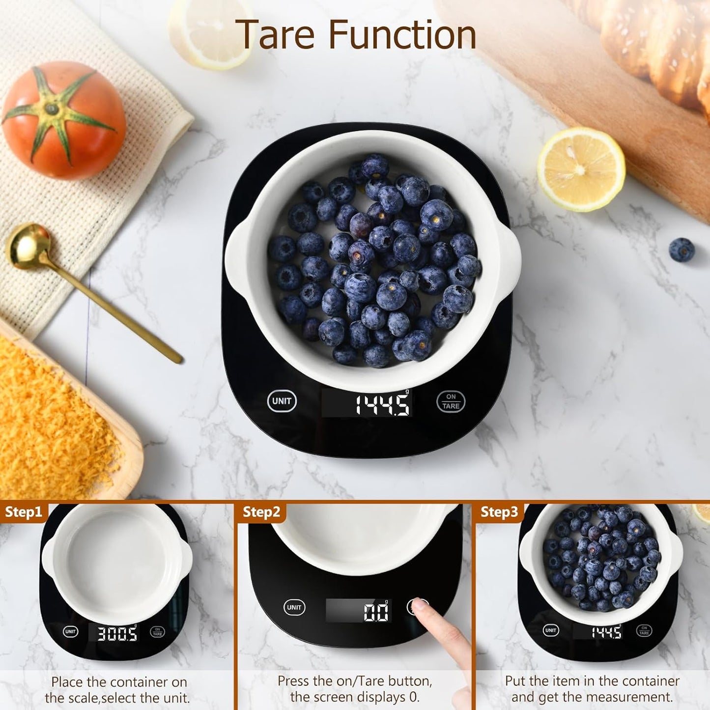 Arboleaf Smart Food Kitchen Scale, 22lb Digital Food Scale with Nutritional Calculator, Smart Kitchen Weighing with App for Macro, Keto, Calorie, Cooking, Grams and Ounces, 0.1oz/0.5g,Black