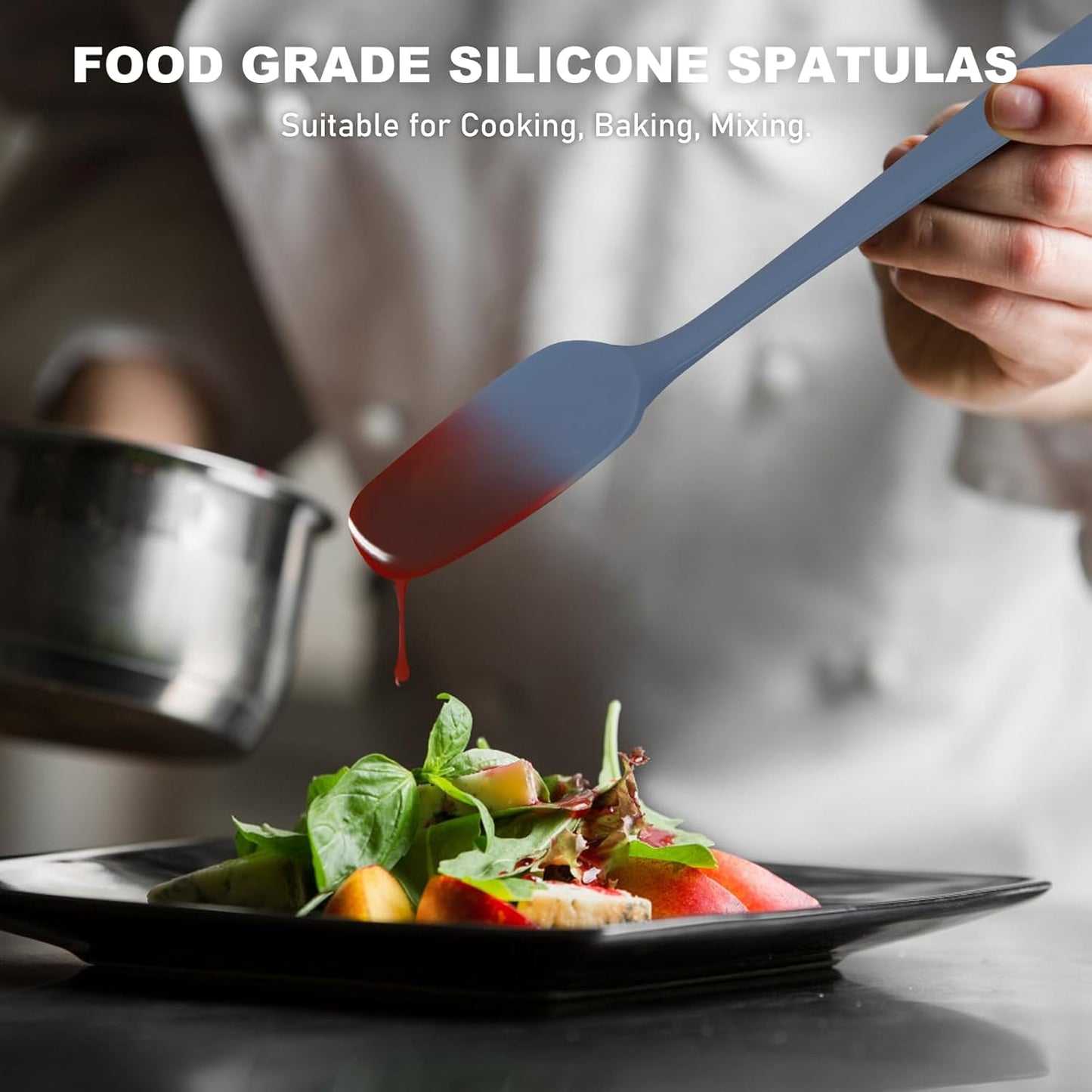 NileHome Silicone Spatula Set, 6 Packs Food Grade Kitchen Utensils with Silicone Brush Heat Resistant BPA-free Rubber Spatula for Scraping, Baking, Cooking, Mixing, Haze blue