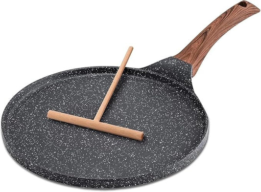 Nonstick Crepe Pan Set, 5 Piece Set Kitchen Pancake Grill Pan, 8 Inch Granite Coating Flat Skillet Tawa Dosa Tortilla Pans, Pizza Pans, Fry-Pan Compatible with All Stovetops (8 Inch)
