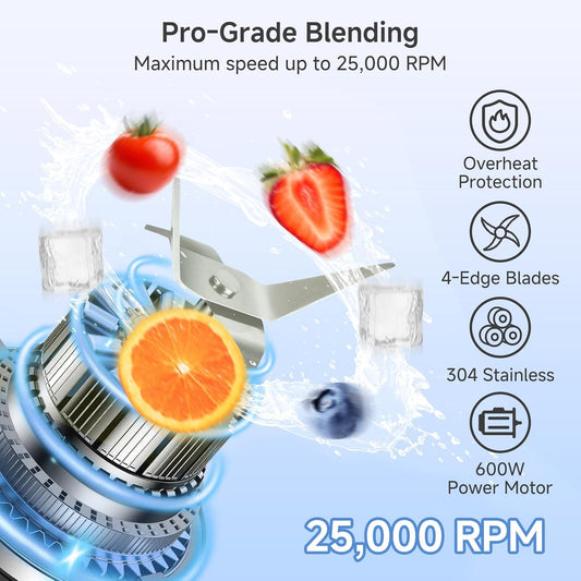 SIMPLUS White Blenders for Kitchen, 51oz Countertop Blender, Stainless Steels Professional Blenders, 3 Adjustable Speed Smoothie Maker for Juices, Puree, Shakes, Fruit Drinks, Sauces, Self-Cleaning