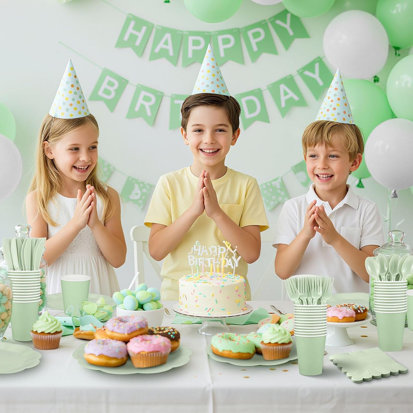 175 Pcs Sage Green Plates and Napkins Set, 25 Guest Sage Green Party Supplies Include Scalloped Plate Napkin Cup Forks Knives Disposable Plastic Cutlery for Wedding Baby Shower Birthday