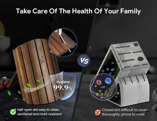 Knife Set 7 Piece Japanese Style Kitchen Knife Set With Foldable Magnetic Acacia Wood Block Sharp High Carbon Stainless Steel Knives Set for Kitchen with Anti-slip Ergonomic Handle, Ideal Gift