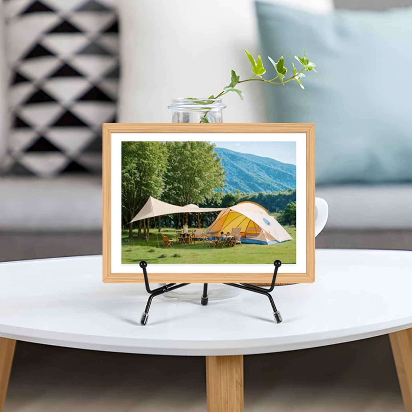 2 Pack Improved Anti-Slip Plate Stands, 6 Inch Black Iron Display Stands for Frames, Pictures, Photos, Books, Decorative Plates and Artworks